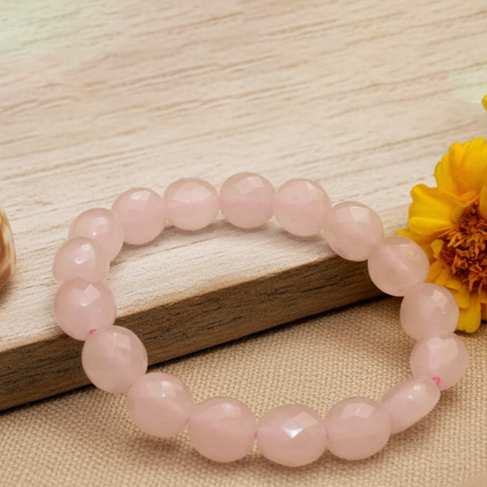 RAM01 Rose Quartz Cut Bracelet - Image 1