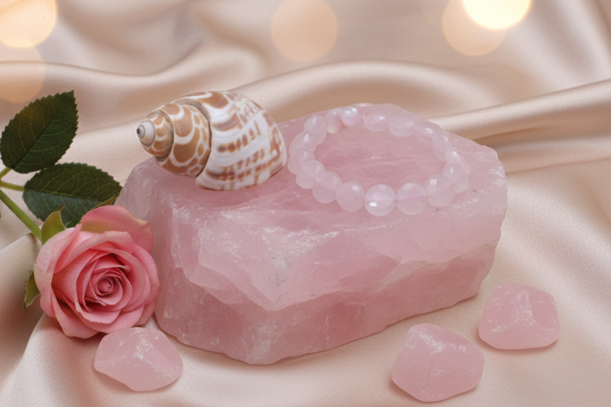 RAM185 Rose Quartz Tyre Bracelet - Image 1