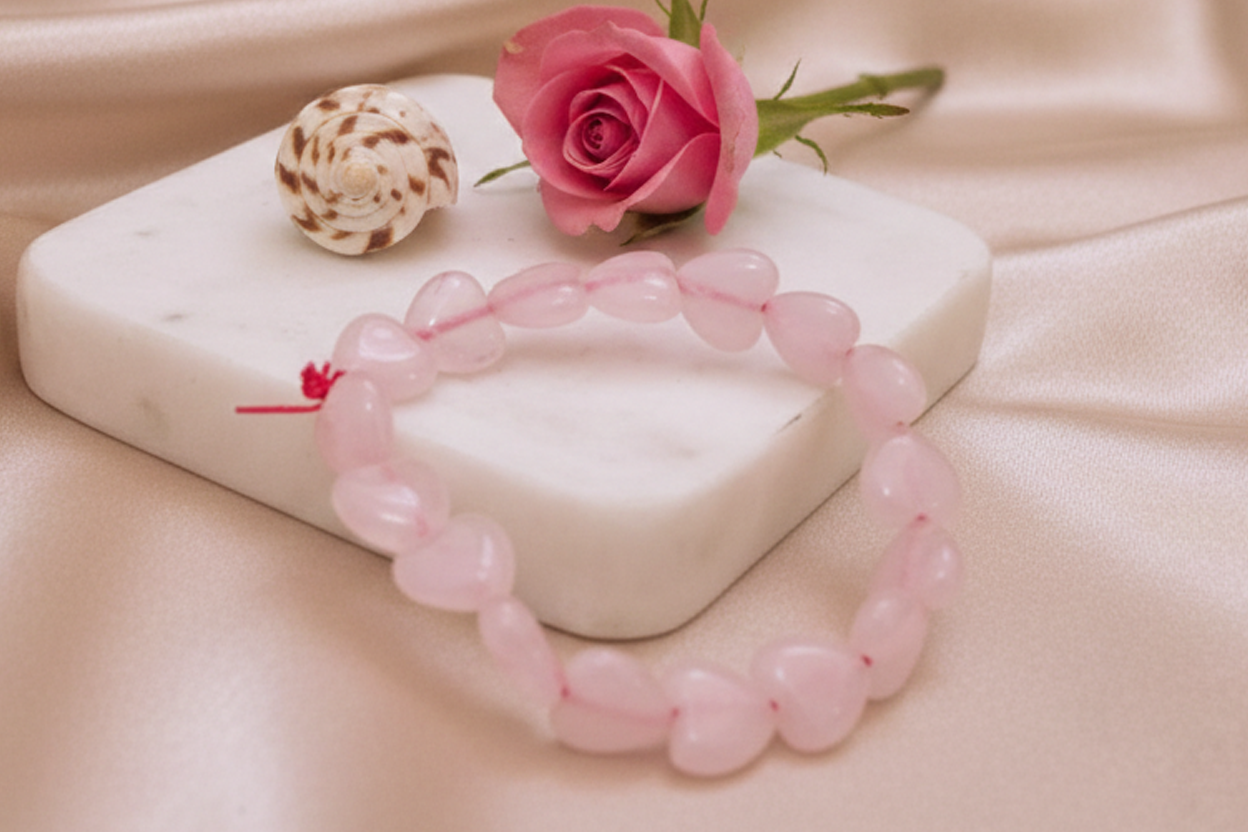 RAM37 Rose Quartz Heart Bracelet - Image 1